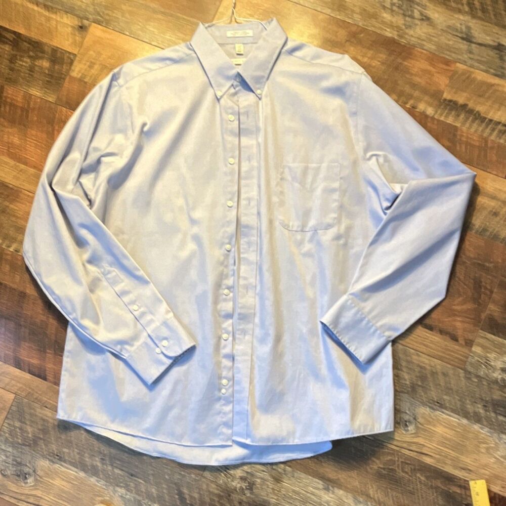 Geoffrey Beene Men's Lavender  Dress Shirt 17.5 36/37 Wrinkle Free Cotton Blend